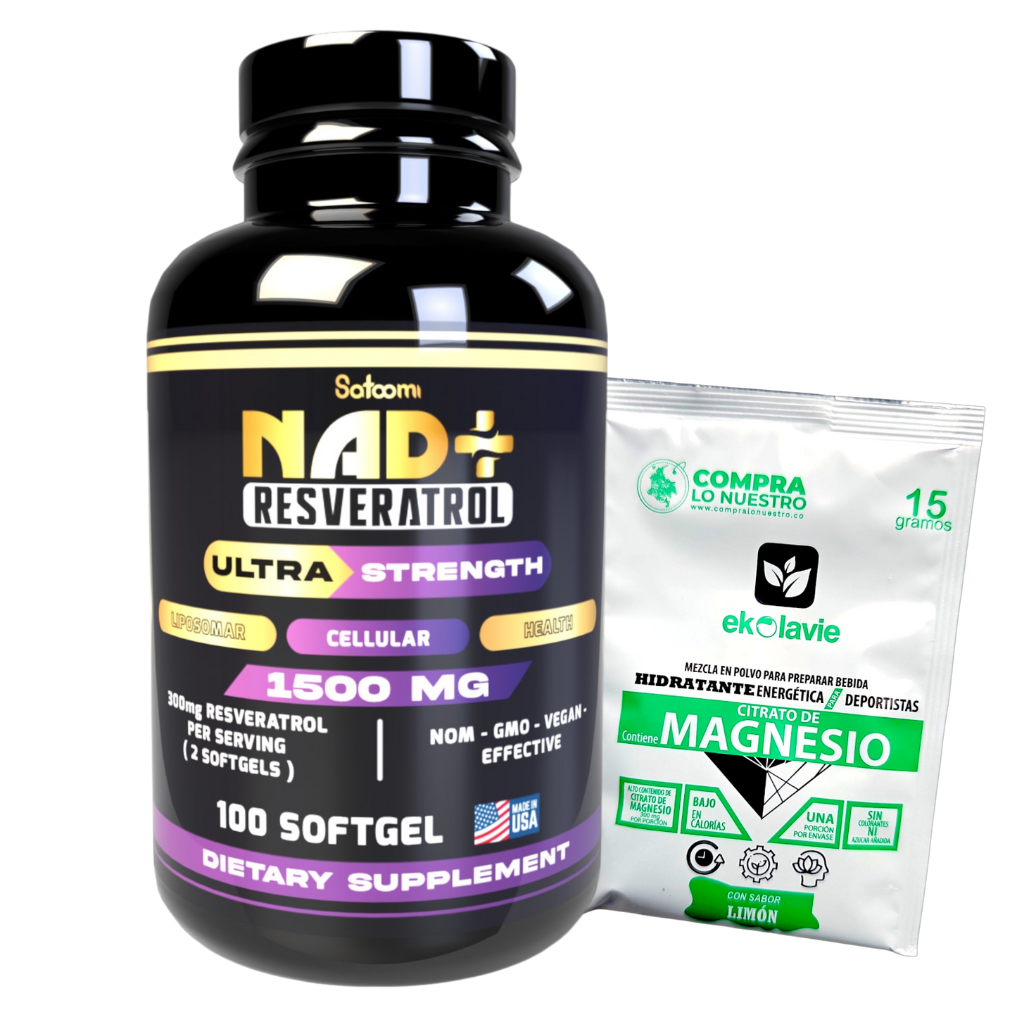 COMBO RESVERATROL + OBSEQUIO DE MAGNESIO SABOR LIMÓN