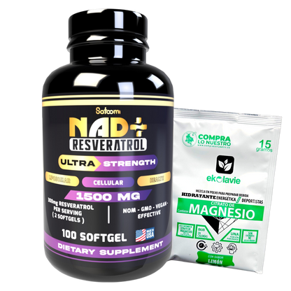 COMBO RESVERATROL + OBSEQUIO DE MAGNESIO SABOR LIMÓN